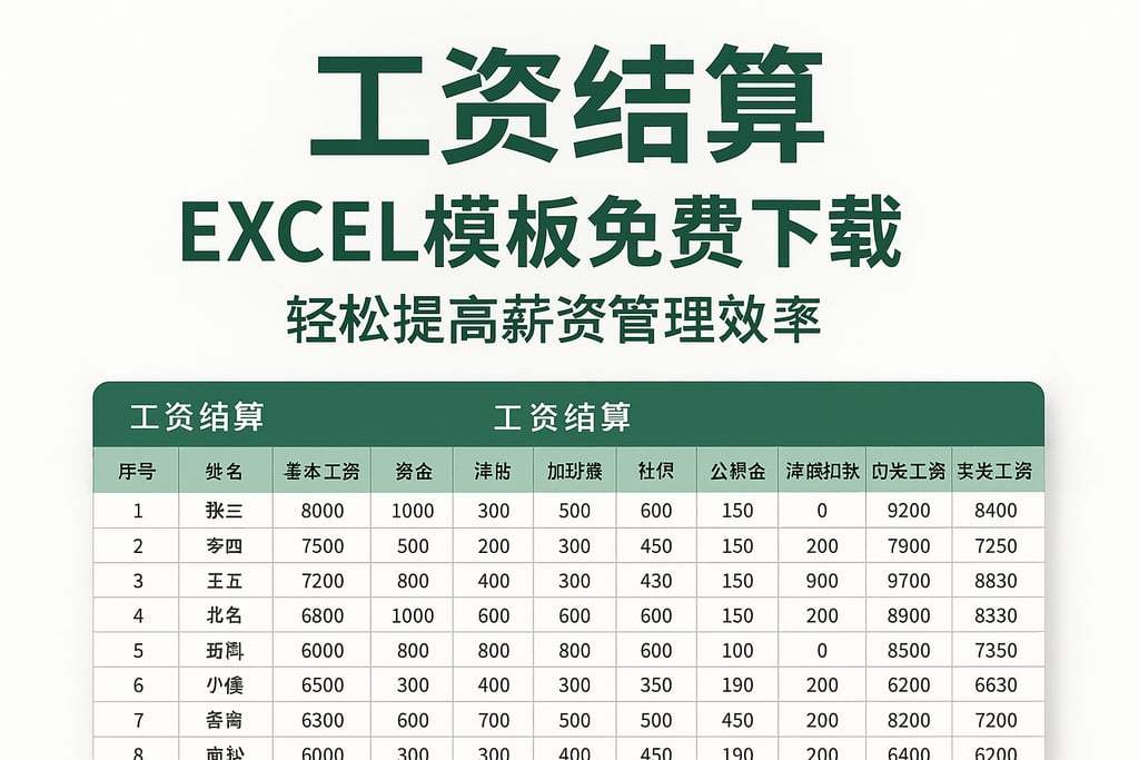工资结算 excel模板免费下载，轻松提高薪资管理效率